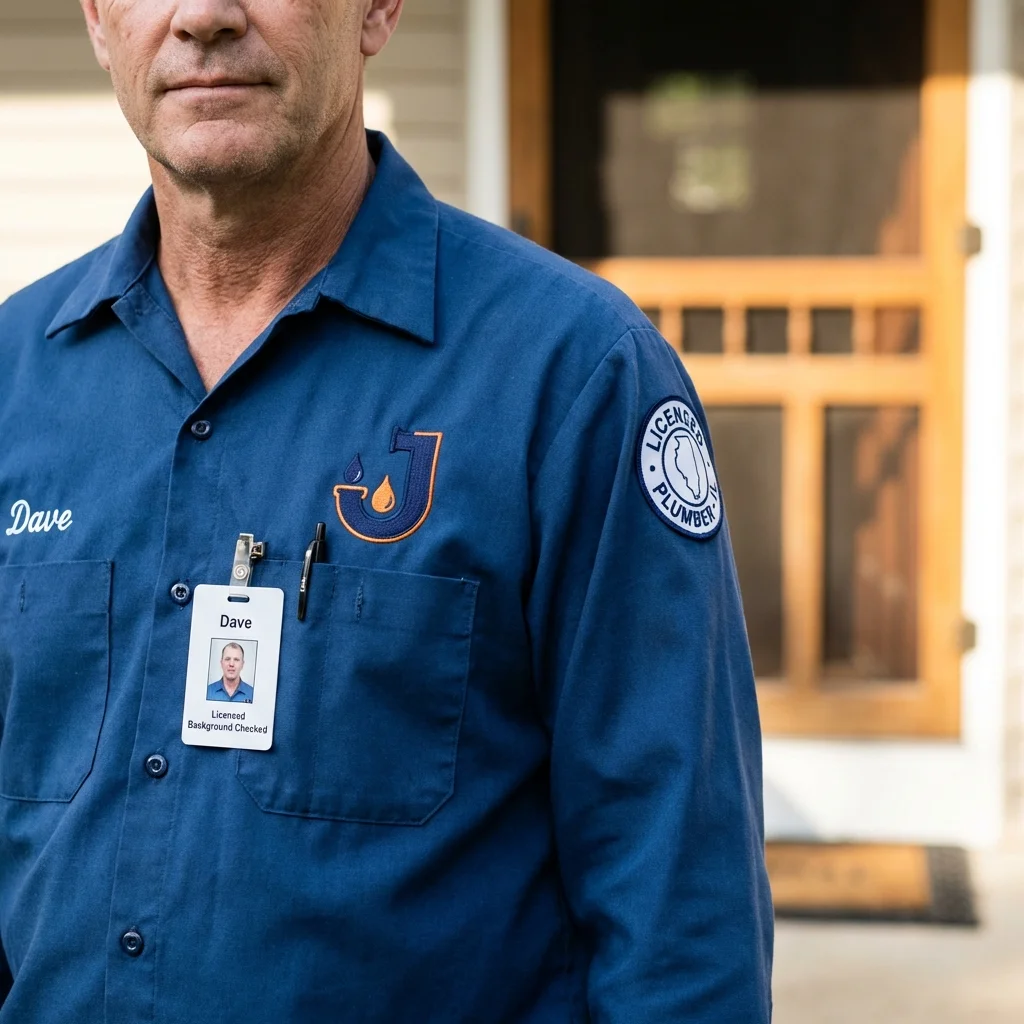 Licensed plumber showing ID badge in Byrdstown, TN