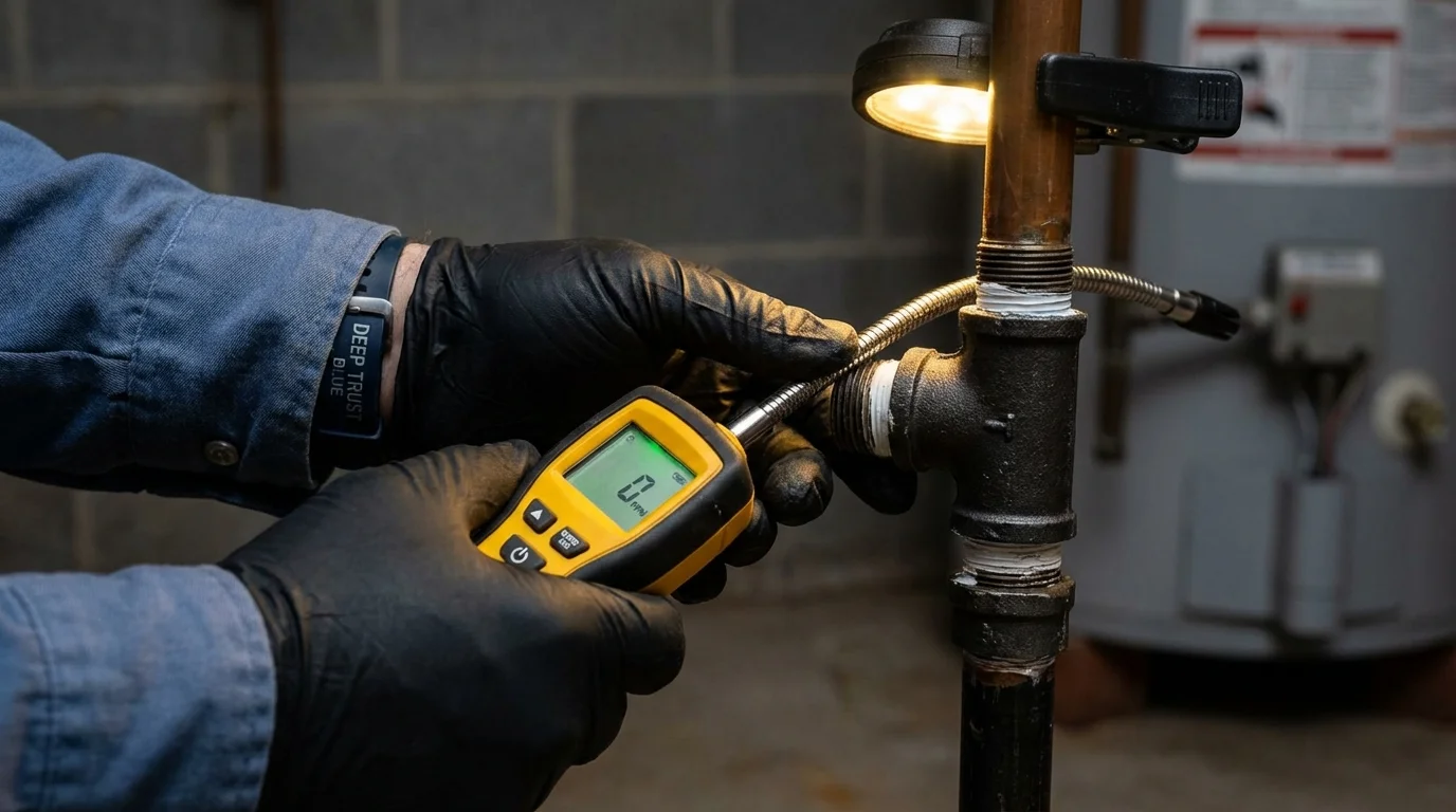 Gas leak detection with electronic sniffer by Johns Plumbing LLC in Byrdstown
