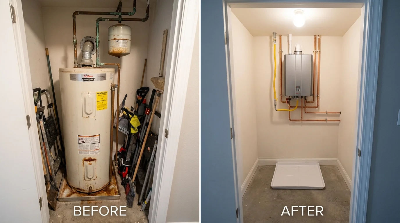 Tank water heater versus wall-mounted tankless unit comparison for Byrdstown, TN homeowners