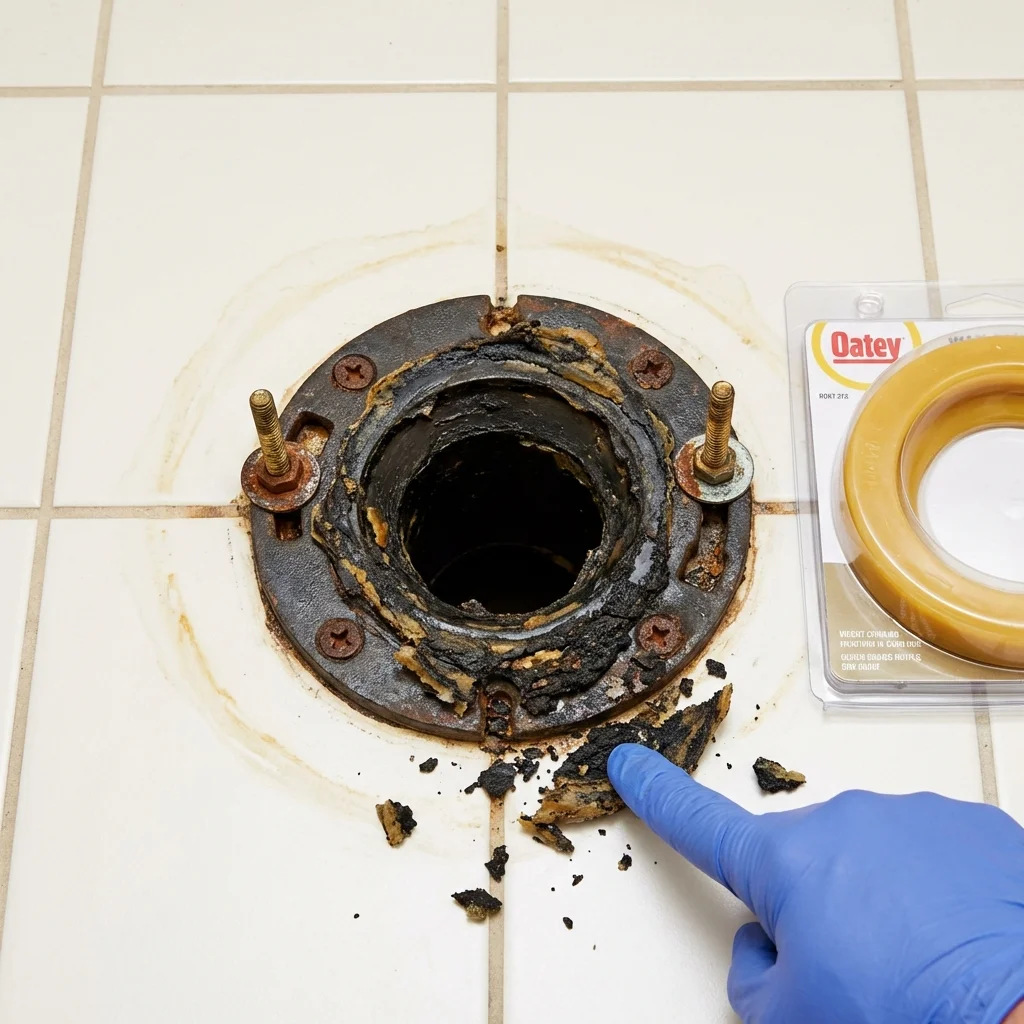 Failed wax ring showing water seepage at the base of a toilet in a Byrdstown, TN home
